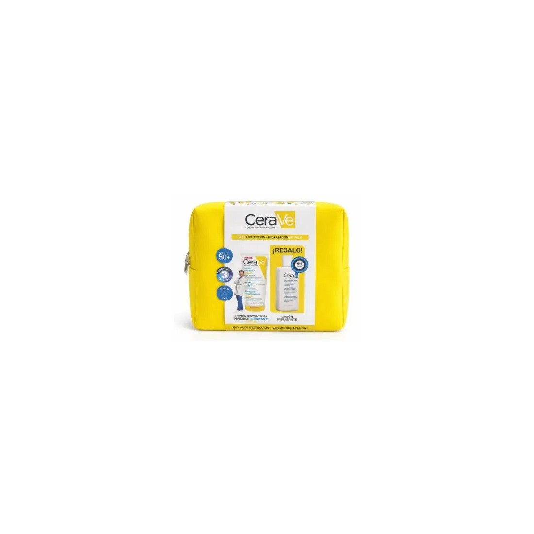 CeraVe PACK VIAJE Loción Protectora Invisible Hidratante SPF50+ 75 Ml + Neceser + Loción Hidratante Regalo
