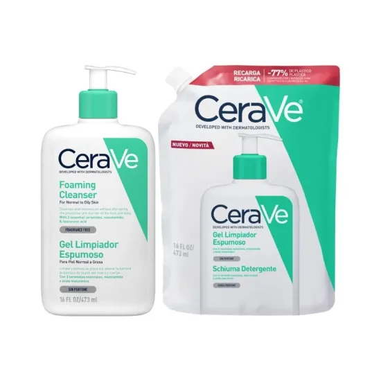 CeraVe Pack Gel Limpiador Espumoso 473ml + Recambio | Masparafarmacia