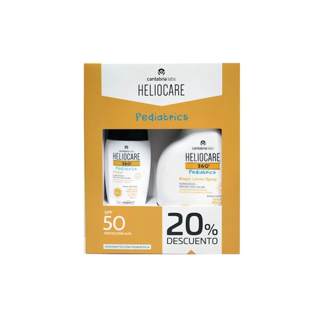 Heliocare 360 Pediatrics Pack Atopic Lotion Spray 250ml + Heliocare 360 Pediatrics Mineral Spf50+ 50ml