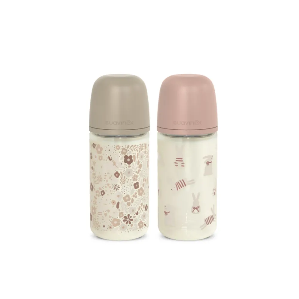 Suavinex Premium Biberon Vidrio Tetina Redonda Silicona 240 Ml