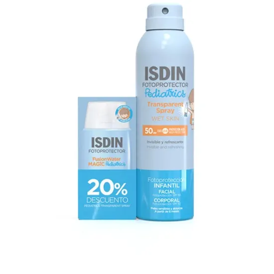 Isdin Pack Pediatrics Fusion Water SPF50+ 50ml + Spray Transparent Wet Skin SPF50+ 250ml
