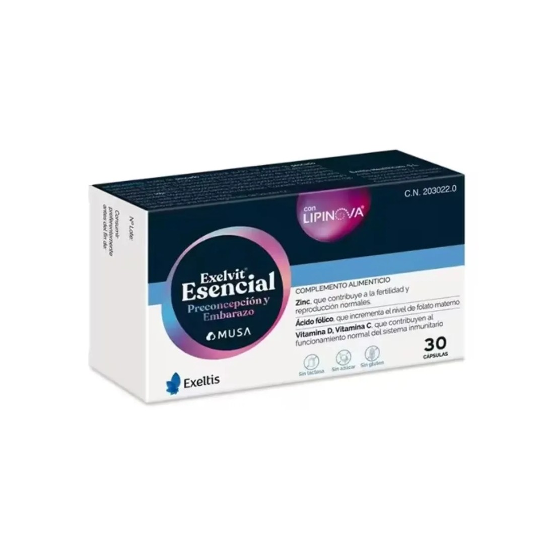 Exelvit Esencial 30 Capsulas Preconcepción y Embarazo