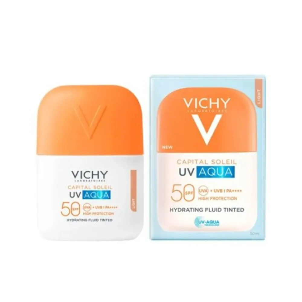 Vichy Capital Soleil Aqua Fluido SPF50 Tono Claro 50ml presentación