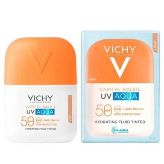 Vichy Capital Soleil Aqua Fluido SPF50 Tono Claro 50ml presentación