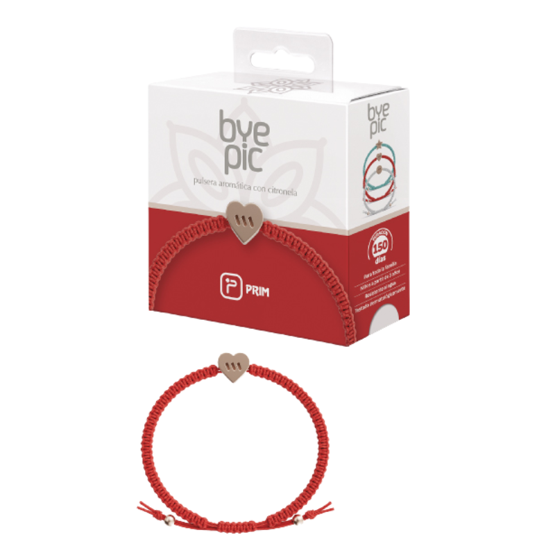 Prim ByePic Pulsera Citronela Nudo Corazón Rojo