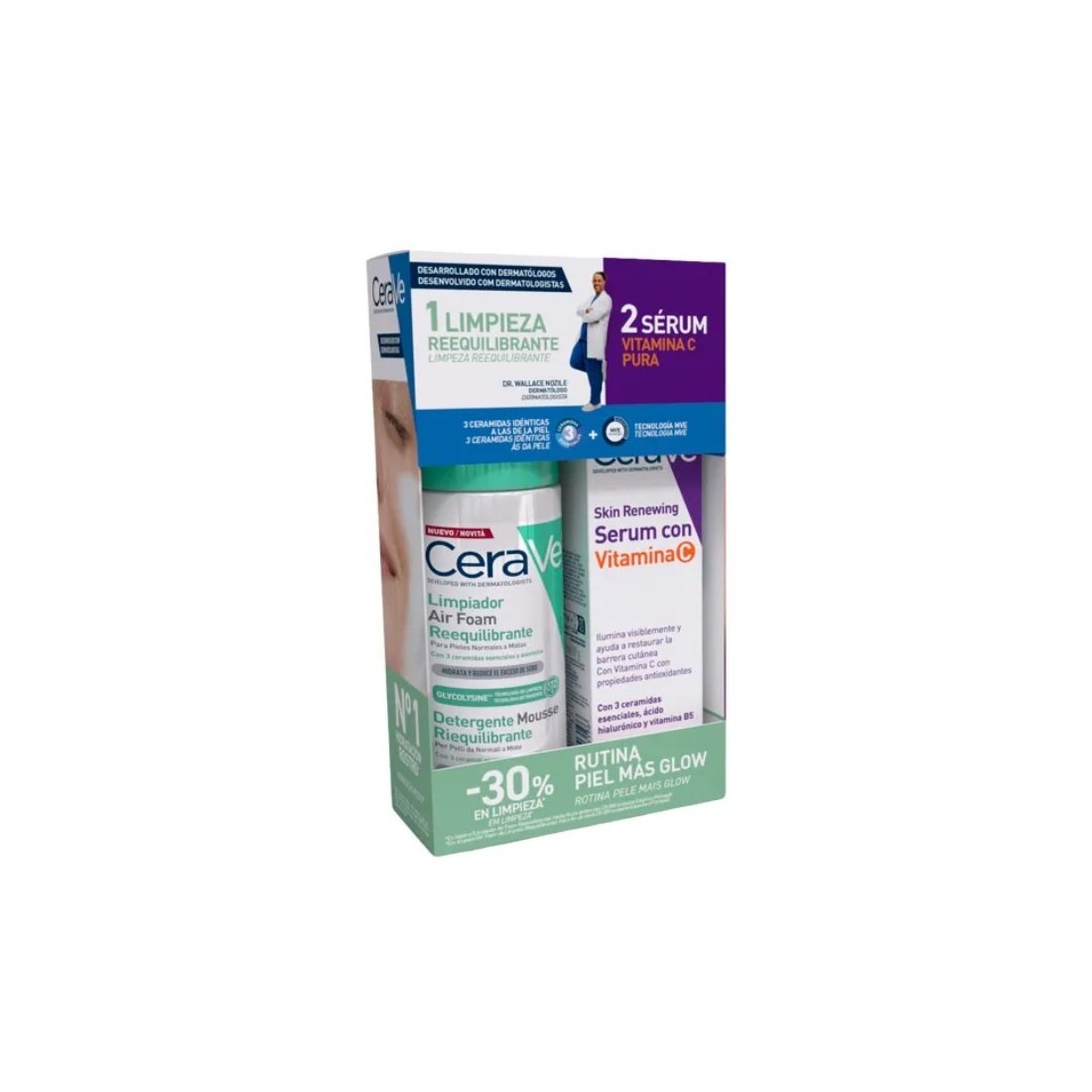 Cerave Pack Air Foam 148ml + Sérum Vitamina C 30ml