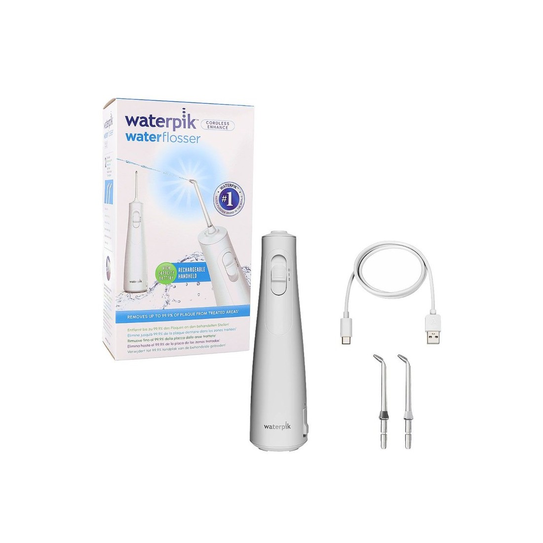 Waterpik Irrigador Bucal Inalámbrico Cordless Enhance Blanco contenido