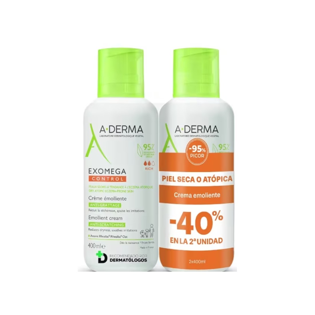 A-Derma Exomega Control Crema Emoliente Pack 2x400ml