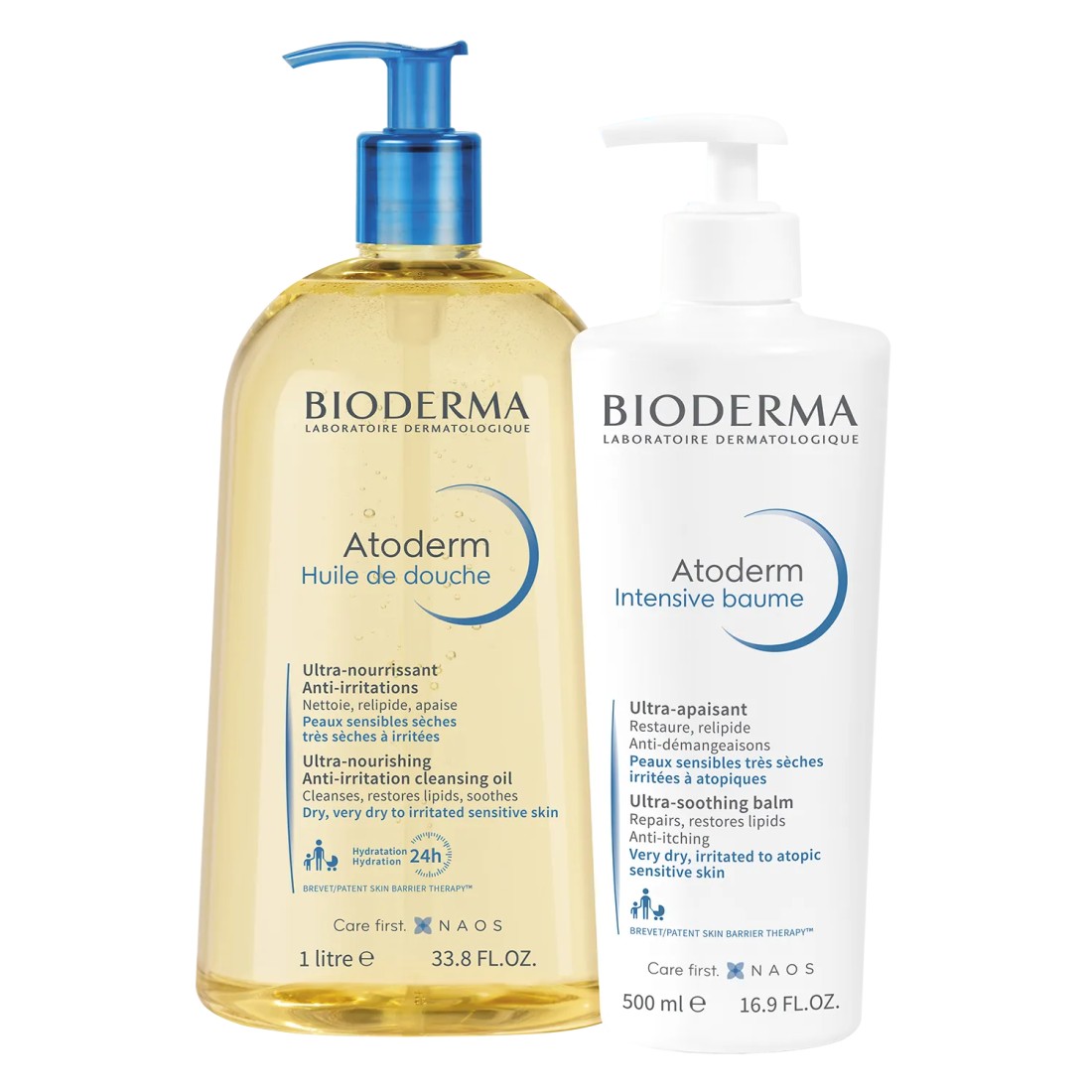 Compra Bioderma Pack Atoderm Intensive Baume 500 Ml + Huile de Douche 1L al mejor precio | Más Parafarmacia
