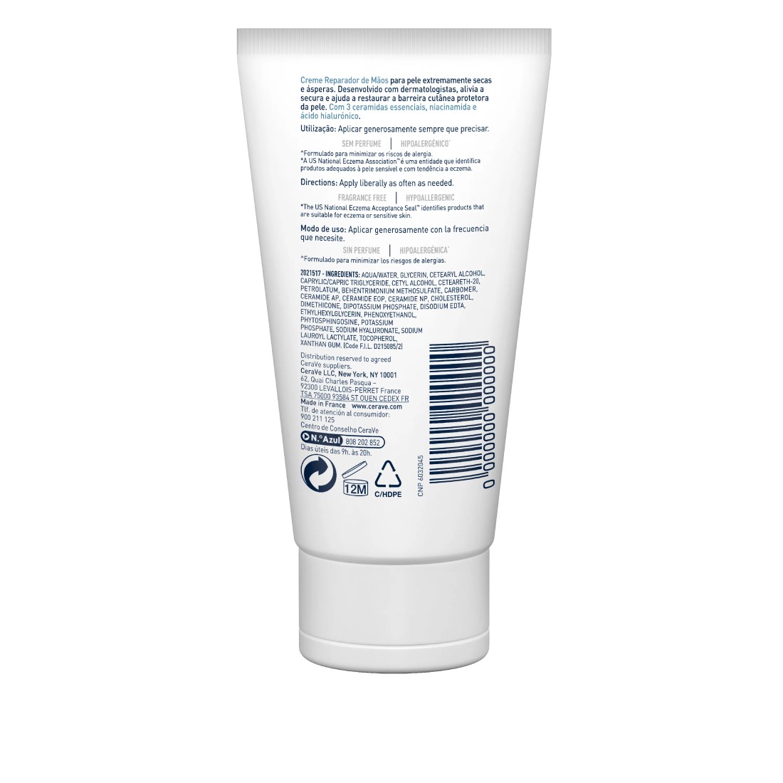 imagen cerave crema manos reverso