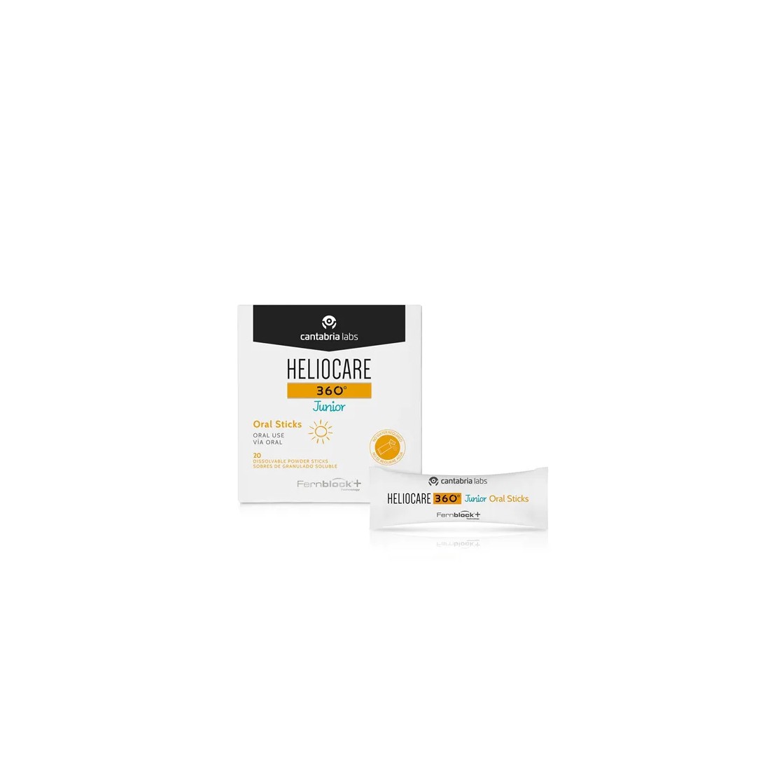 Imagen Heliocare 360 Junior Oral Sticks Envase y Producto