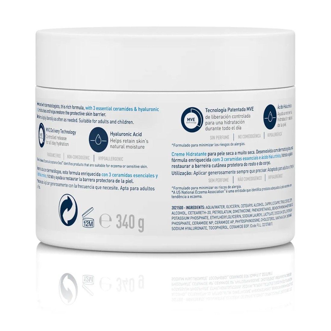 imagen cerave crema hidratante 340 reverso