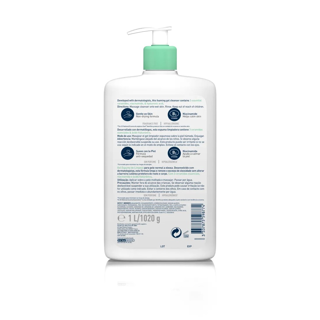 imagen cerave gel espumoso reverso