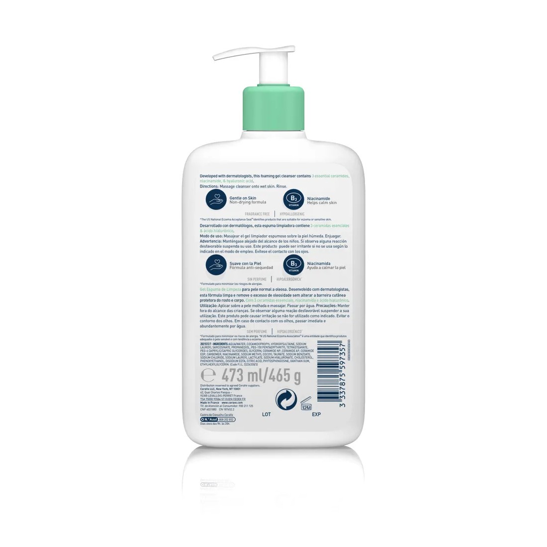 imagen cerave gel espumoso 473 reverso