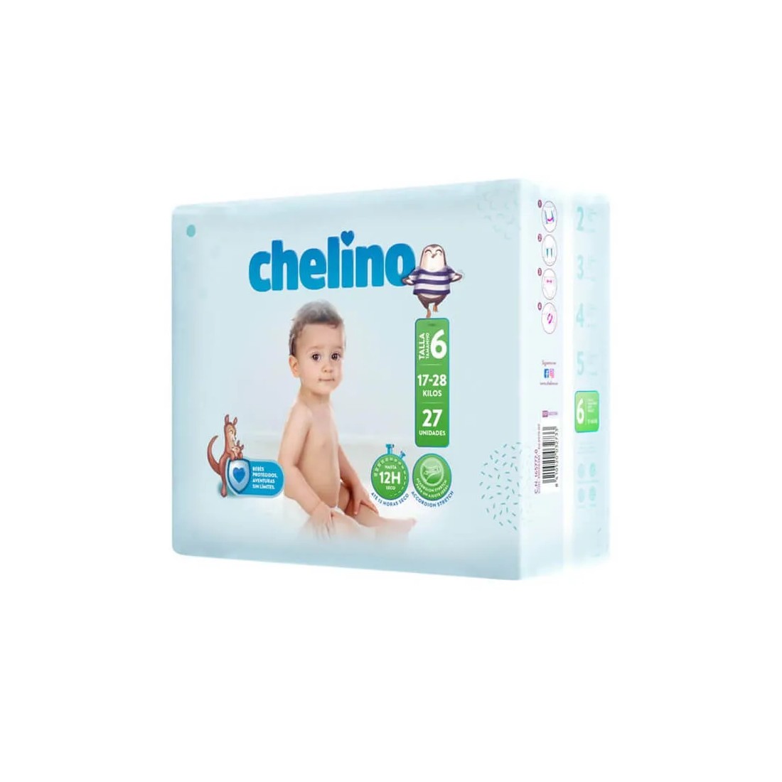 Chelino Pañal Talla 6 17-28 Kilos 27 Unidades 12 horas