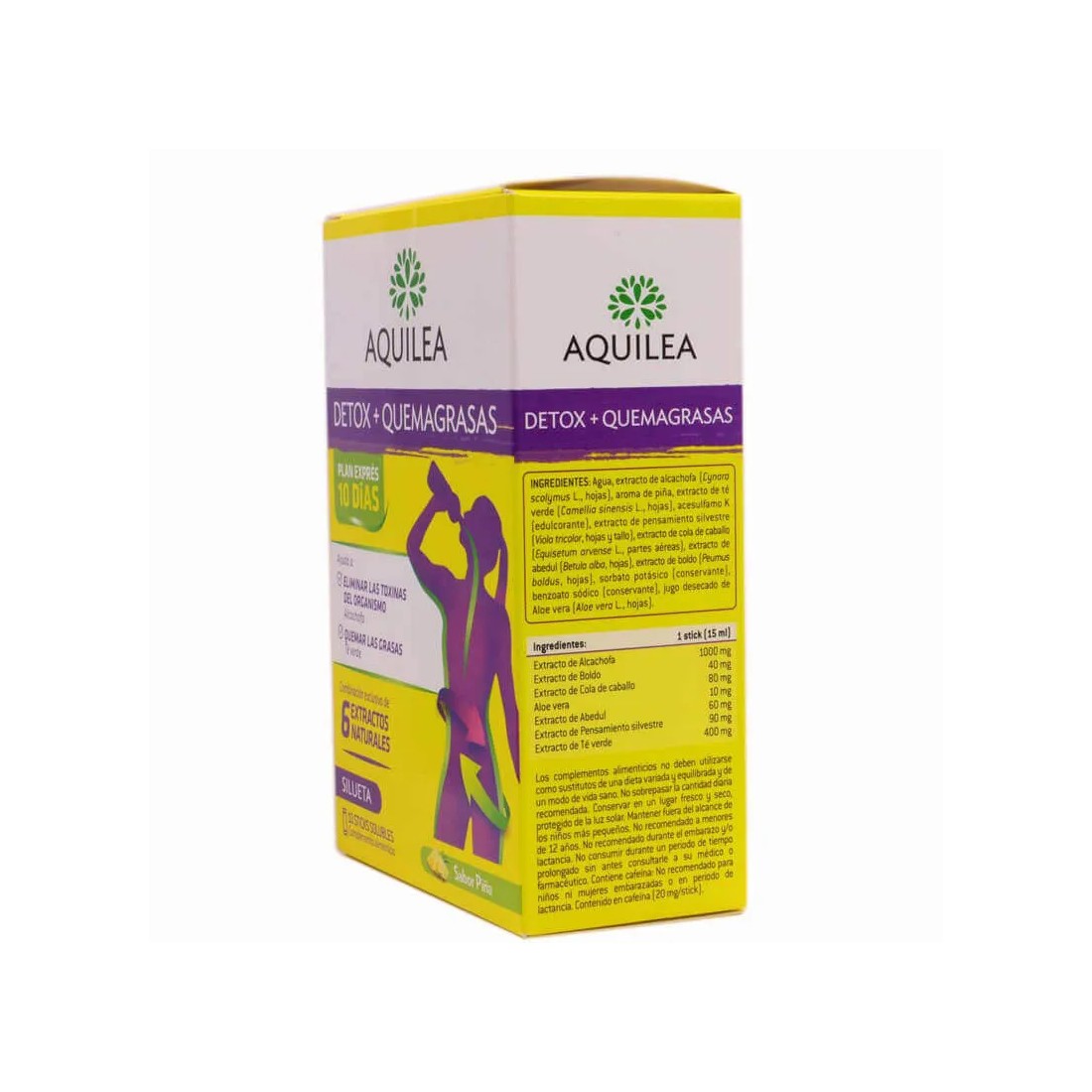 Aquilea Detox + Quemagrasas 10 Sticks ingredientes