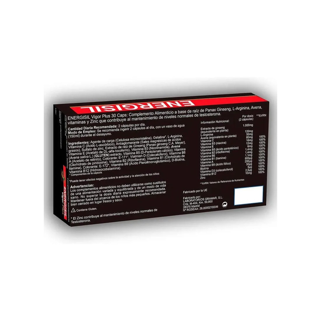 Energisil Vigor Plus 30 Capsulas ingredientes