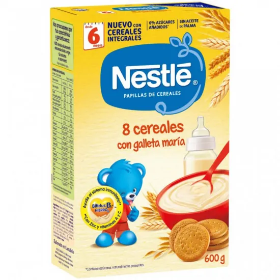 Papilla infantil desde 6 meses 8 cereales galleta Hero Baby sin