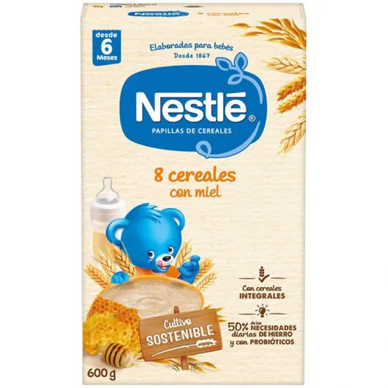 Nestle Papilla 8 Cereales Con Miel Etapa 2 +6M 600 Gramos