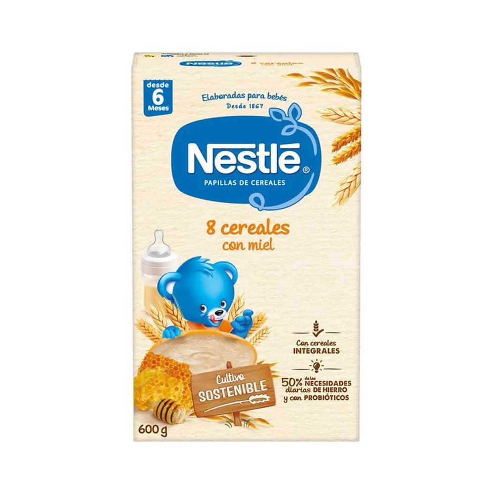 Nestle Papilla 8 Cereales Con Miel Etapa 2 +6M 600 Gramos