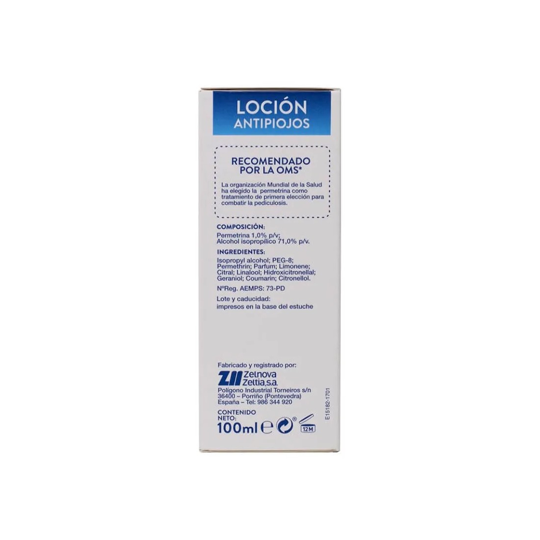 Zz loción antipiojos 100 Ml reverso ingredientes