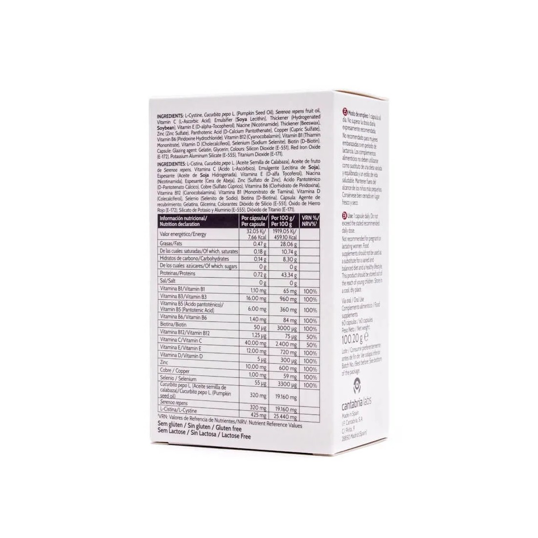 Iraltone AGA Plus información nutricional