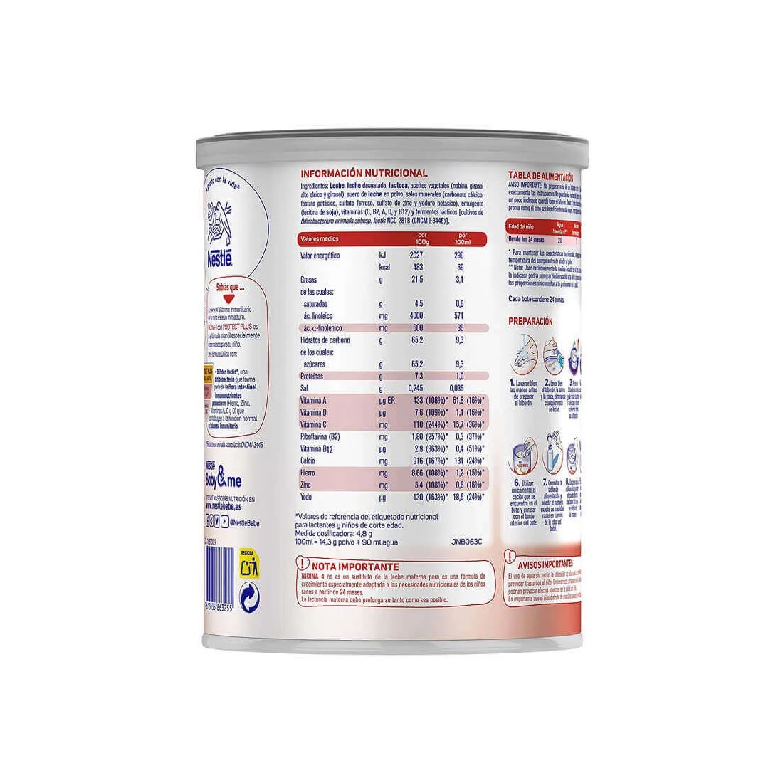 Nidina Premium 4 800 Gramos información nutricional