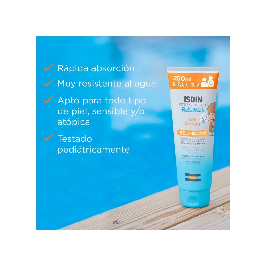 Isdin Pediatrics Fotoprotector Gel Cream SPF50+ 250 Ml beneficios