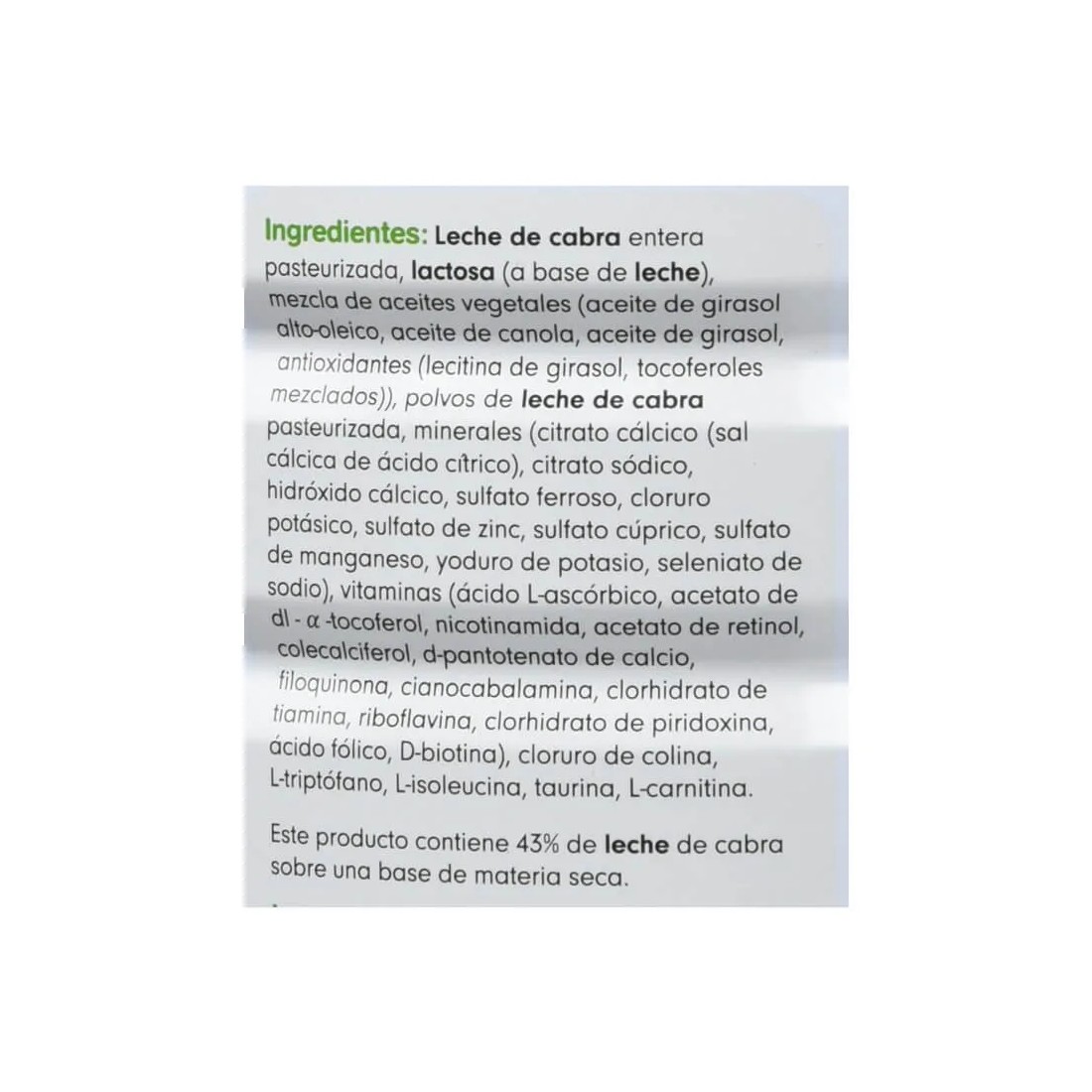 Capricare 1 Leche Inicio 800 Gramos ingredientes