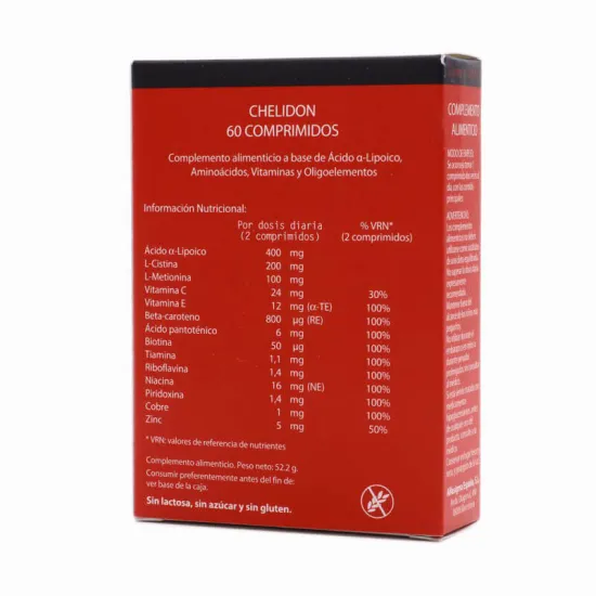 Chelidon 60 Comprimidos informacion nutricional