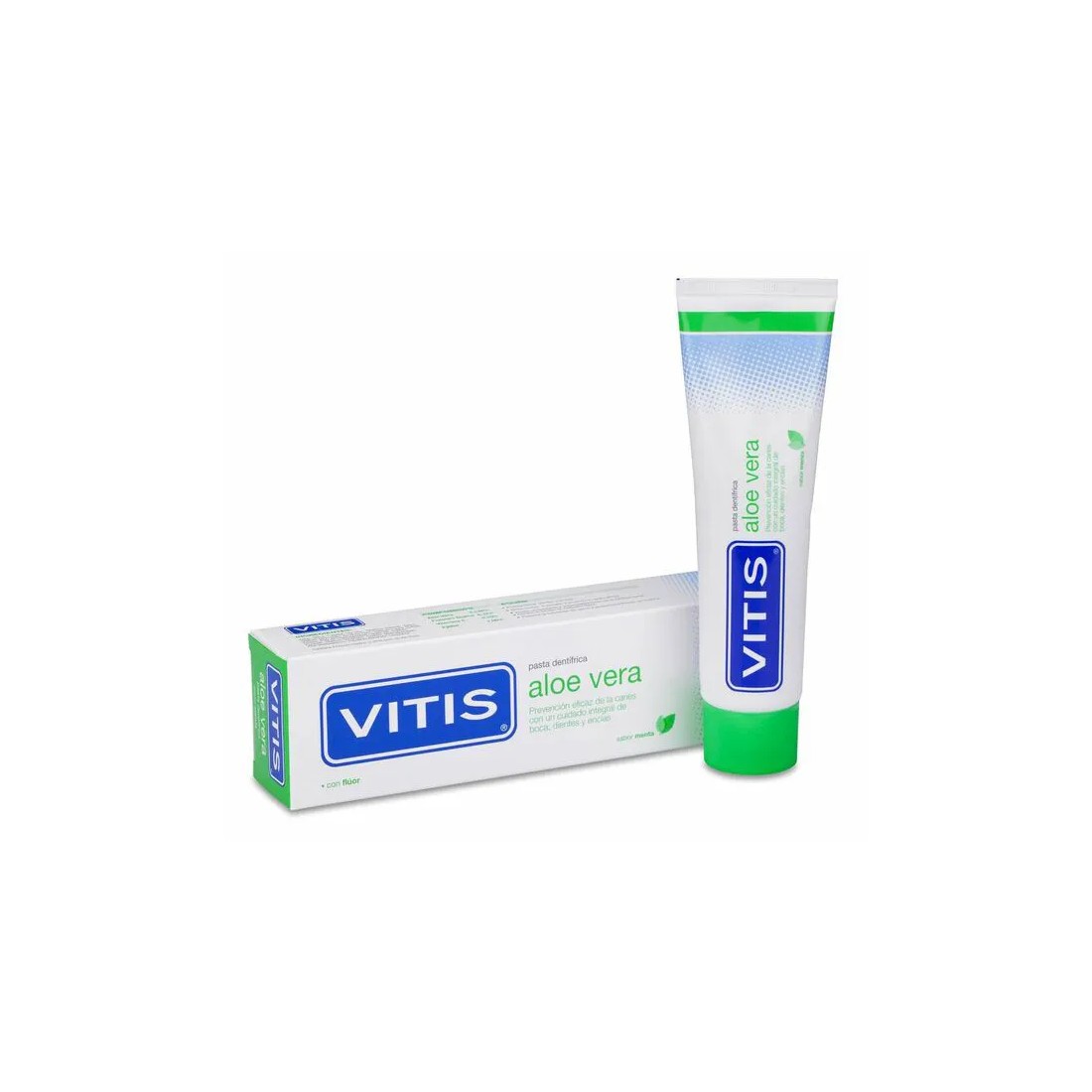 Compra Vitis Pasta Aloe Vera Sabor Menta 100 Ml al mejor precio | Más Parafarmacia