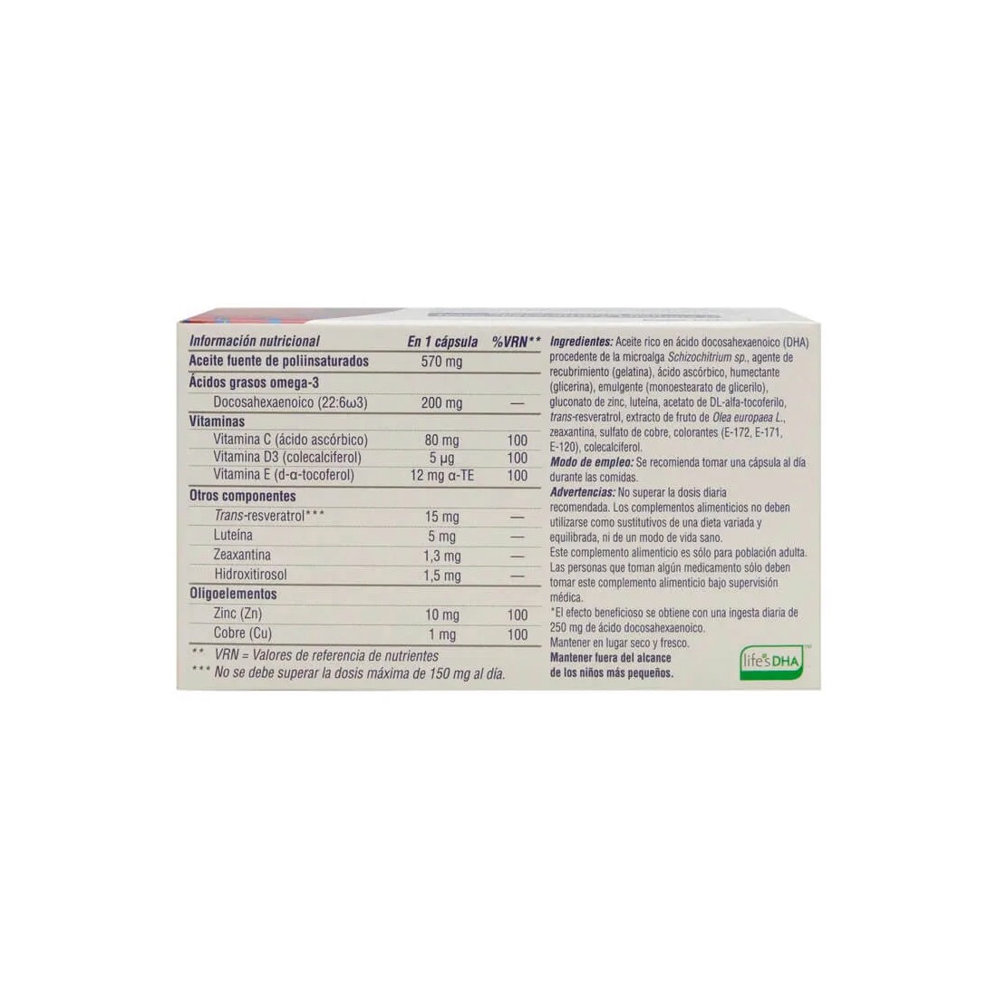 Thea Retilut 60 Capsulas información nutricional