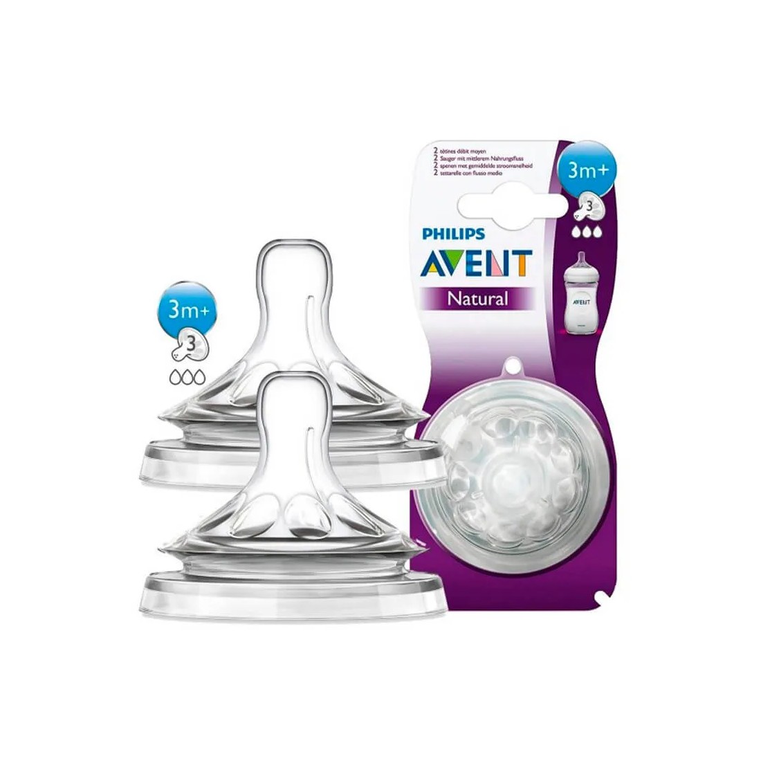 Philips Avent Scf 043/27 Tetina Natural Flujo Medio + 3 Meses 2 Unidades
