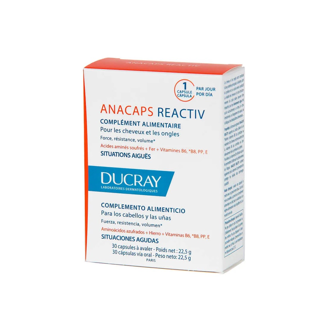 Ducray Anacaps Reactiv 30 Capsulas Pelo y Uñas