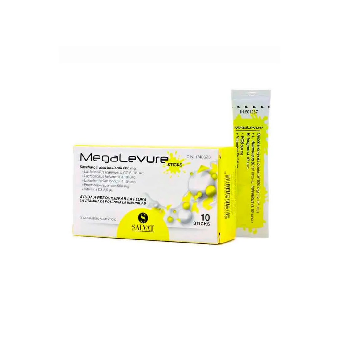 Megalevure 10 Sticks Bucodispersables contenido