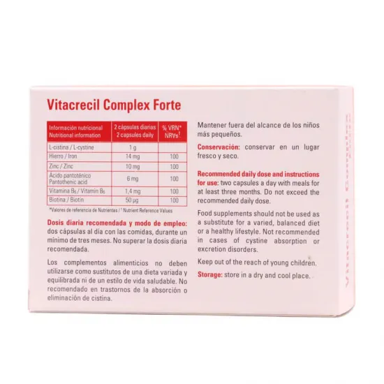 Vitacrecil Complex Forte 90 Capsulas información