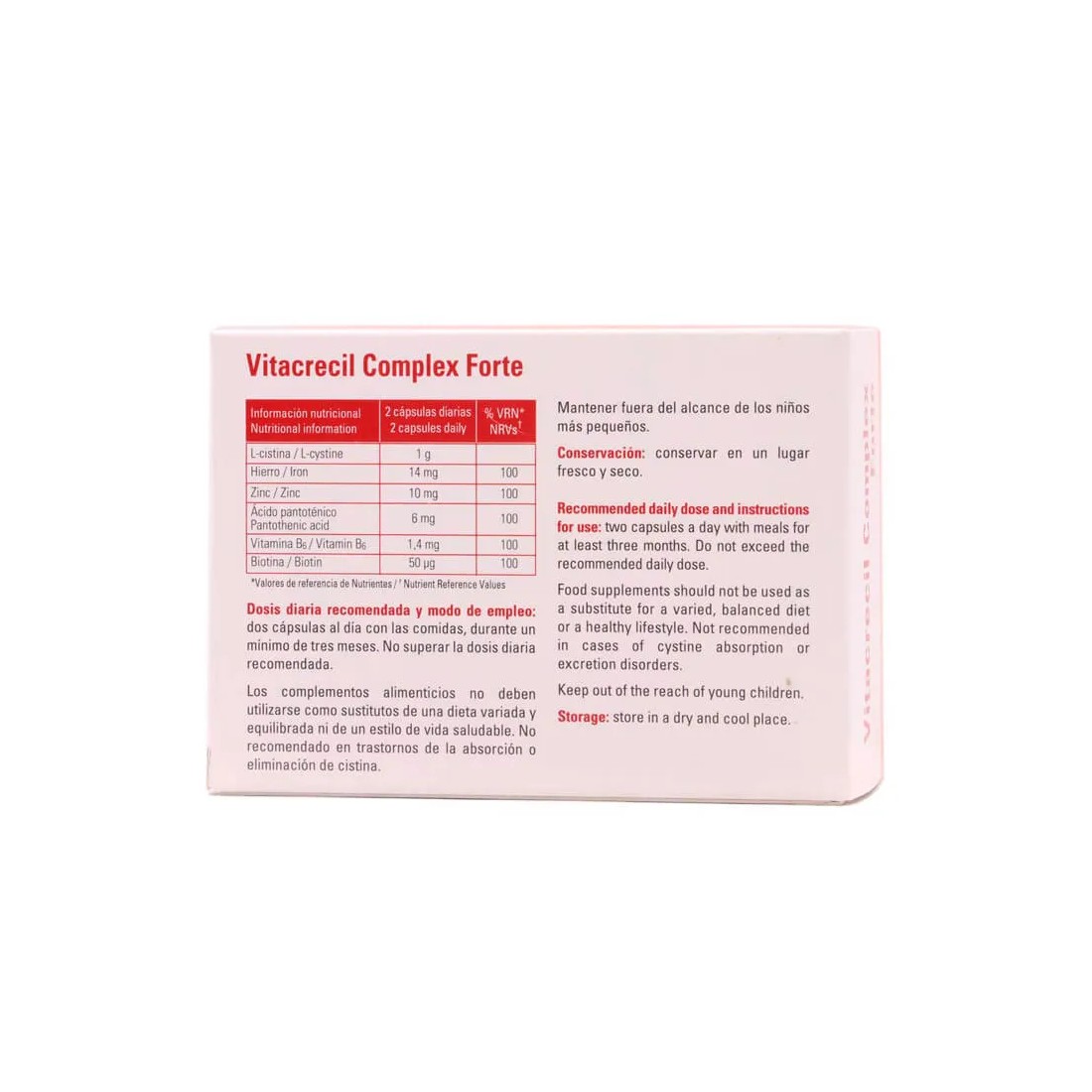 Vitacrecil Complex Forte 90 Capsulas información