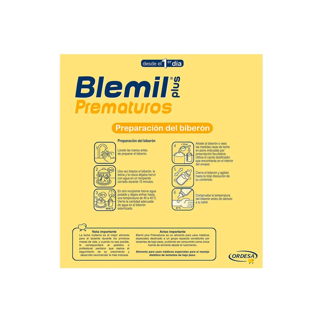 Blemil Plus Prematuros 400 gr modo de empleo
