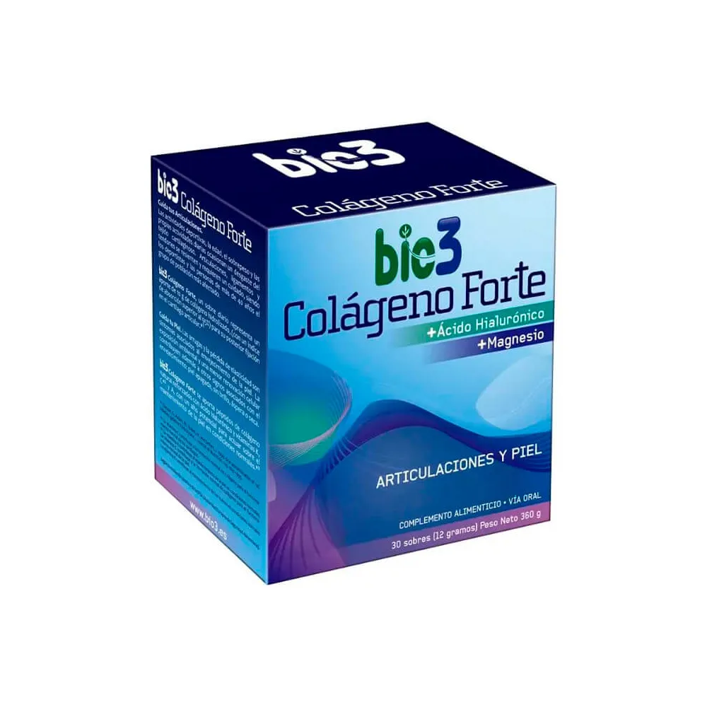 Bio3 Colágeno Forte con Ácido Hialurónico y Magnesio 30 sobres