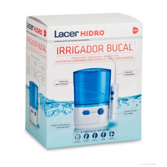 Lacer Hidro Irrigador Bucal Eléctrico 6 Cabezales envase