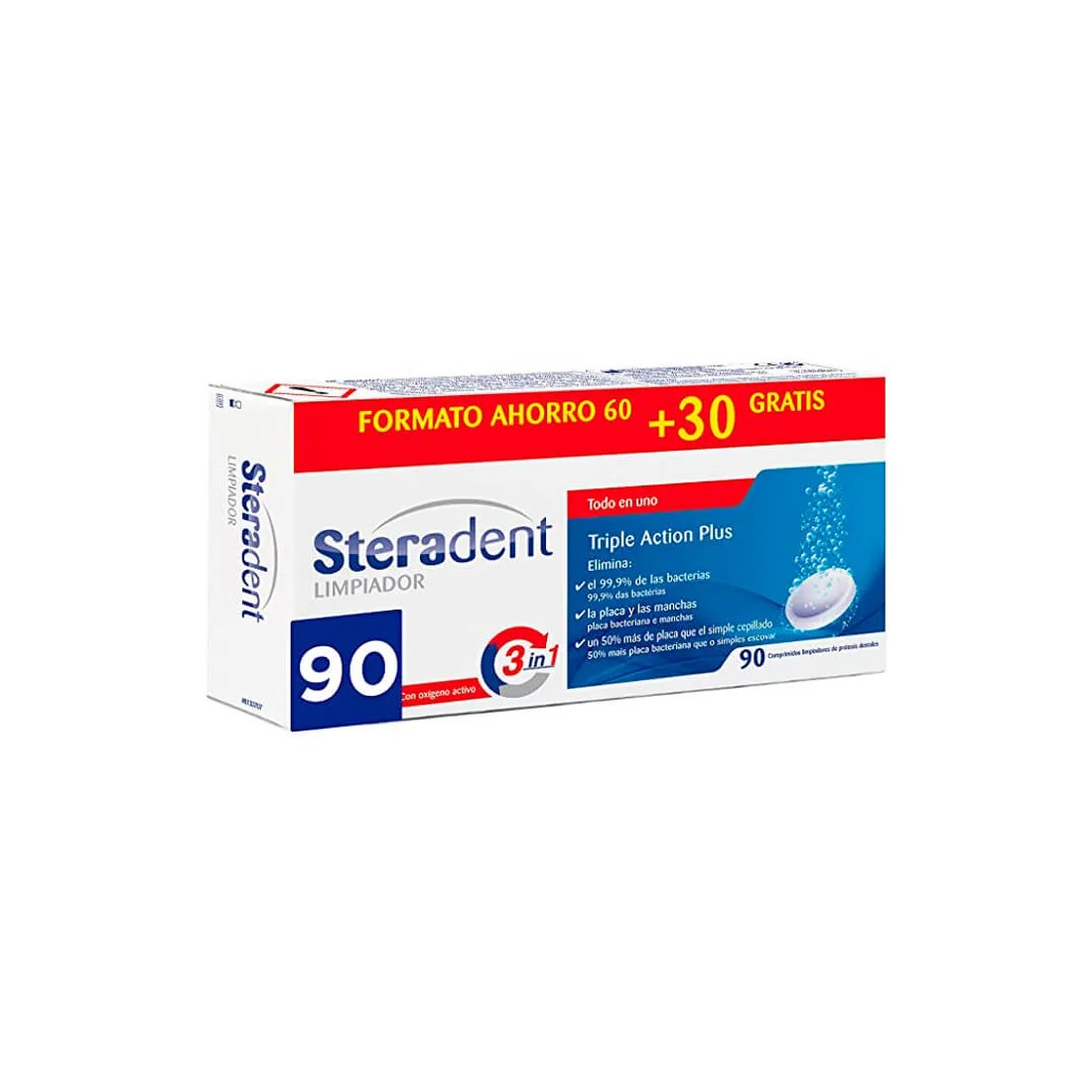 Steradent Limpiador Dentaduras 3 X 2 Triple Acción
