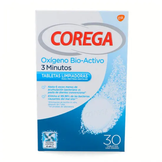 Corega Oxigeno Bio-Activo Tabletas Limpiadoras 30 uds