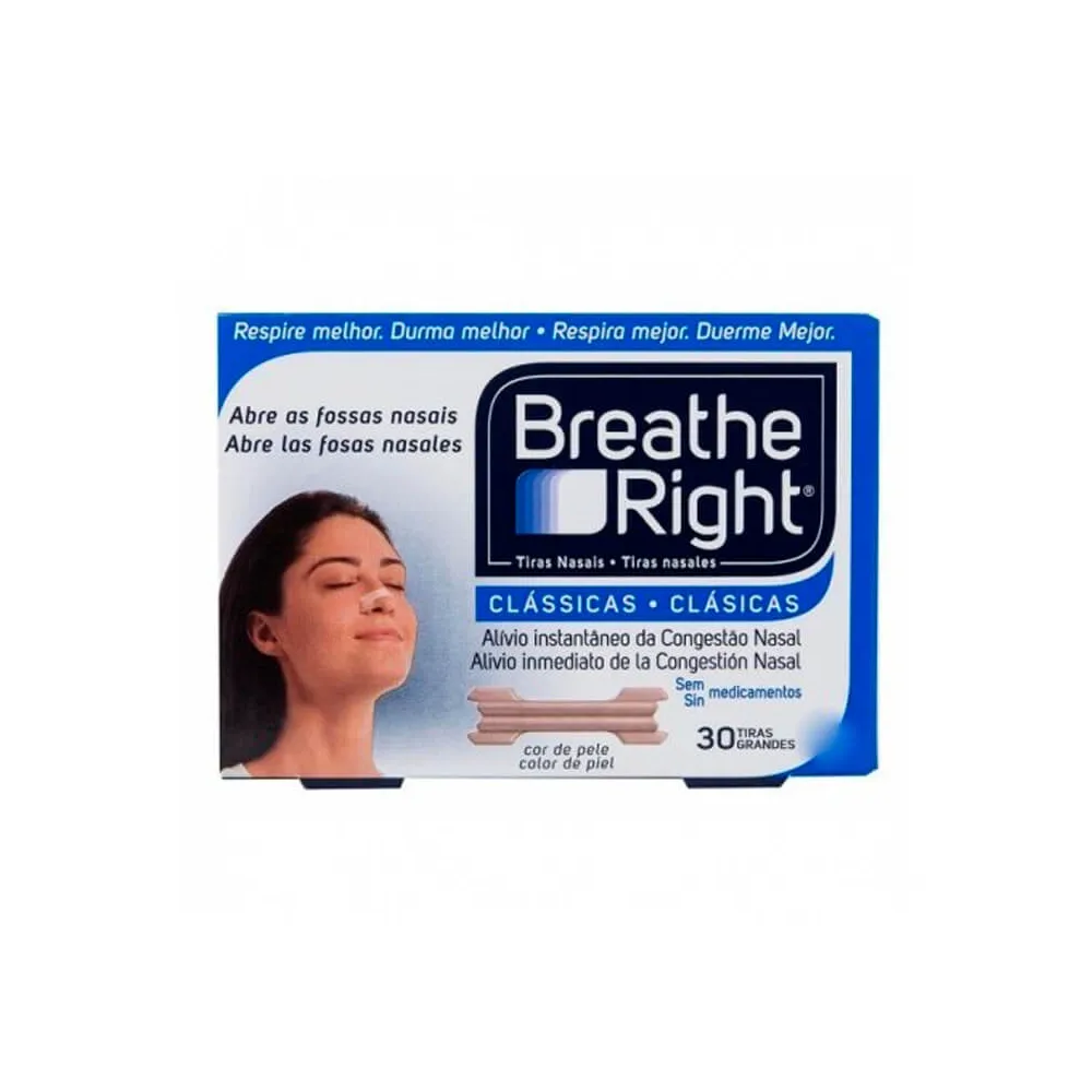 Breathe Right Tiras Nasales Clásicas Grandes 30 uds
