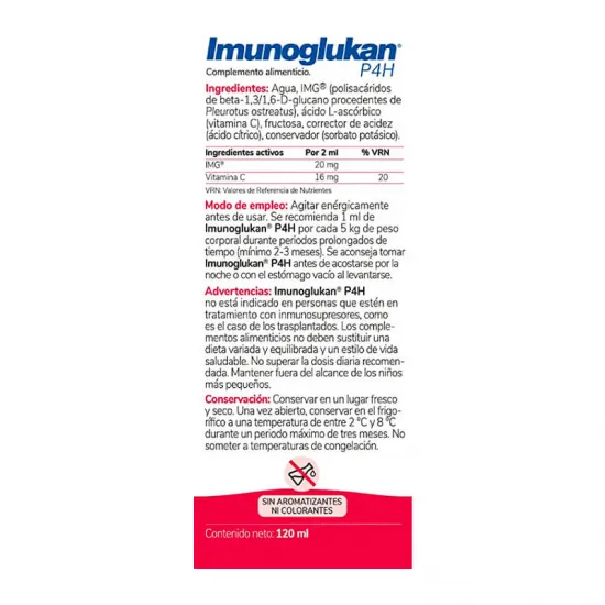 ImunoGlukan Jarabe Niños P4H 250 ml información