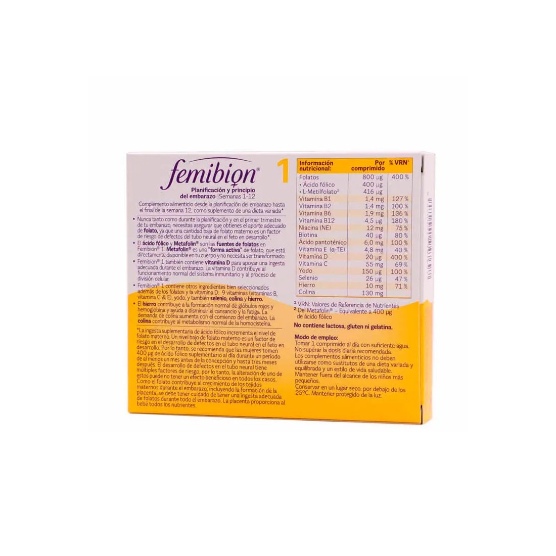 Femibion 1 Planificación y Principio del Embarazo indicaciones