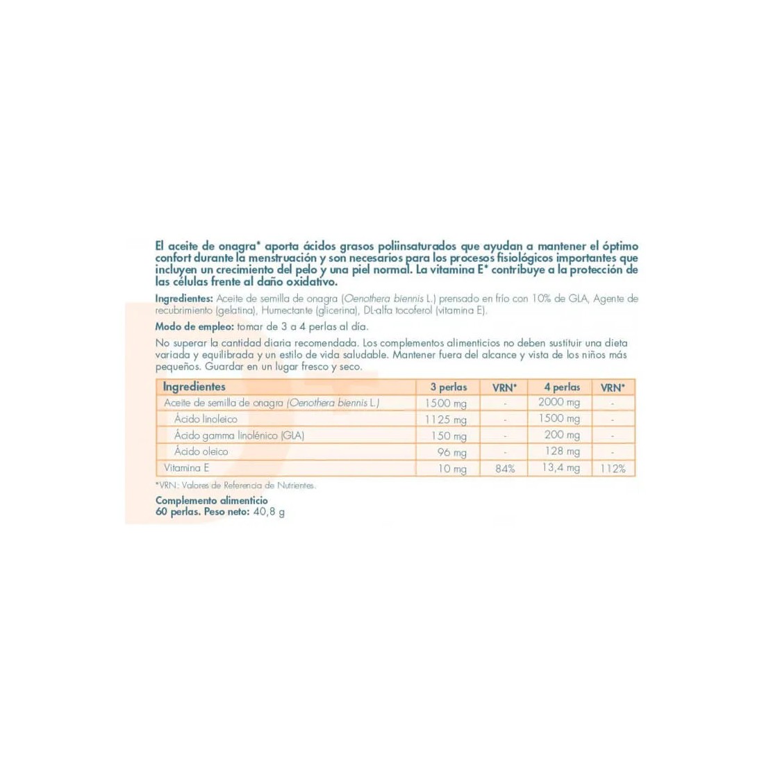 Donnaplus Aceite de Onagra 60 perlas indicaciones