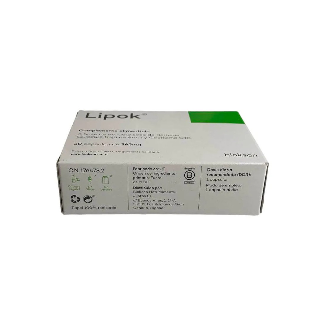Lipok 30 Capsulas detalles envase