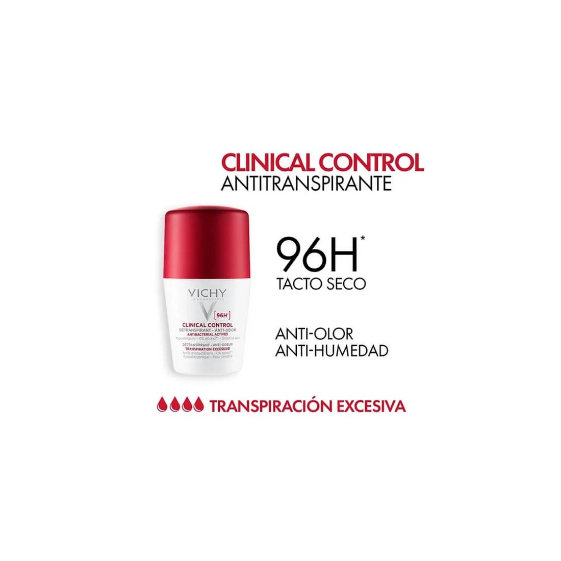 Vichy Desodorante Roll-On Clinical Control 96H indicaciones