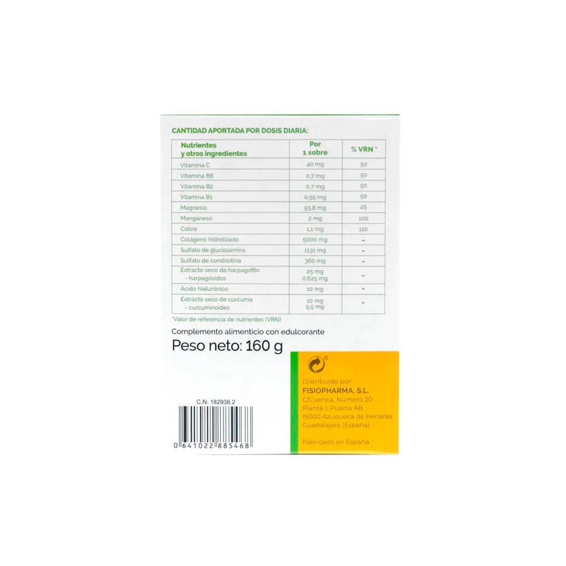 Fisioflex Pro 20 Sobres ingredientes