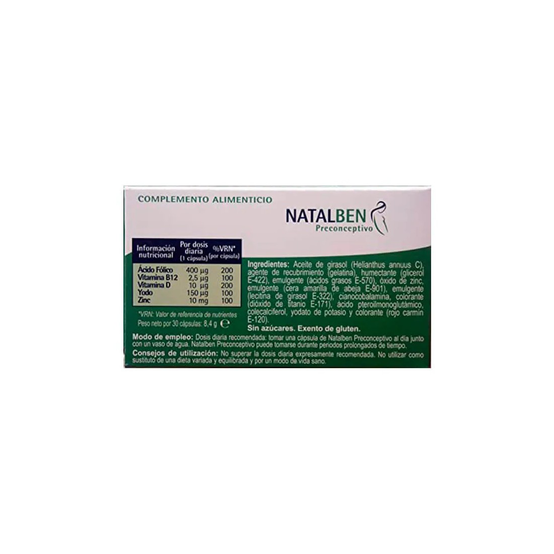 Natalben Preconceptivo 30 Capsulas detalles